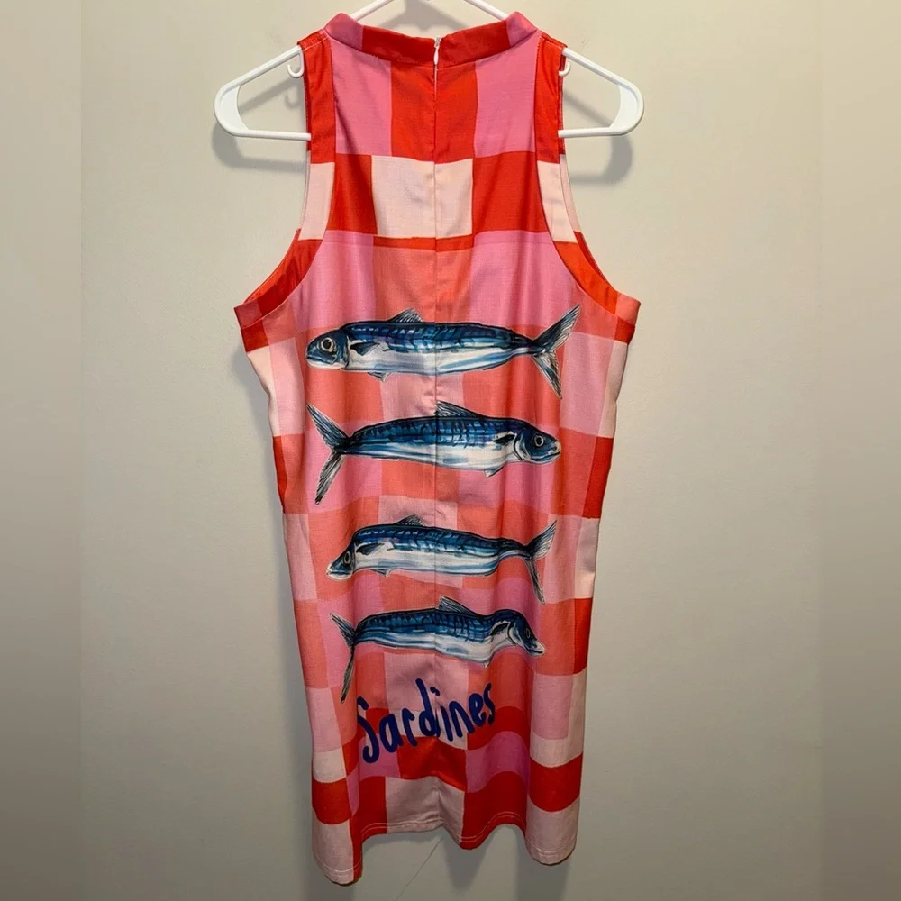 Red and Pink Sardines Fish Mini Dress - Picture 4 of 6